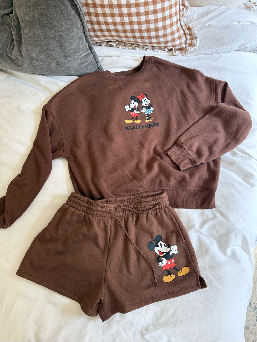Target Brown Mickey & Minnie Sweatshirt and Shorts Set
